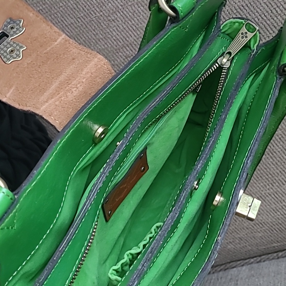 PATRICIA NASH ROSINA FOLIAGE GREEN GENUINE LEATHER SATCHEL - Picture 6 of 11